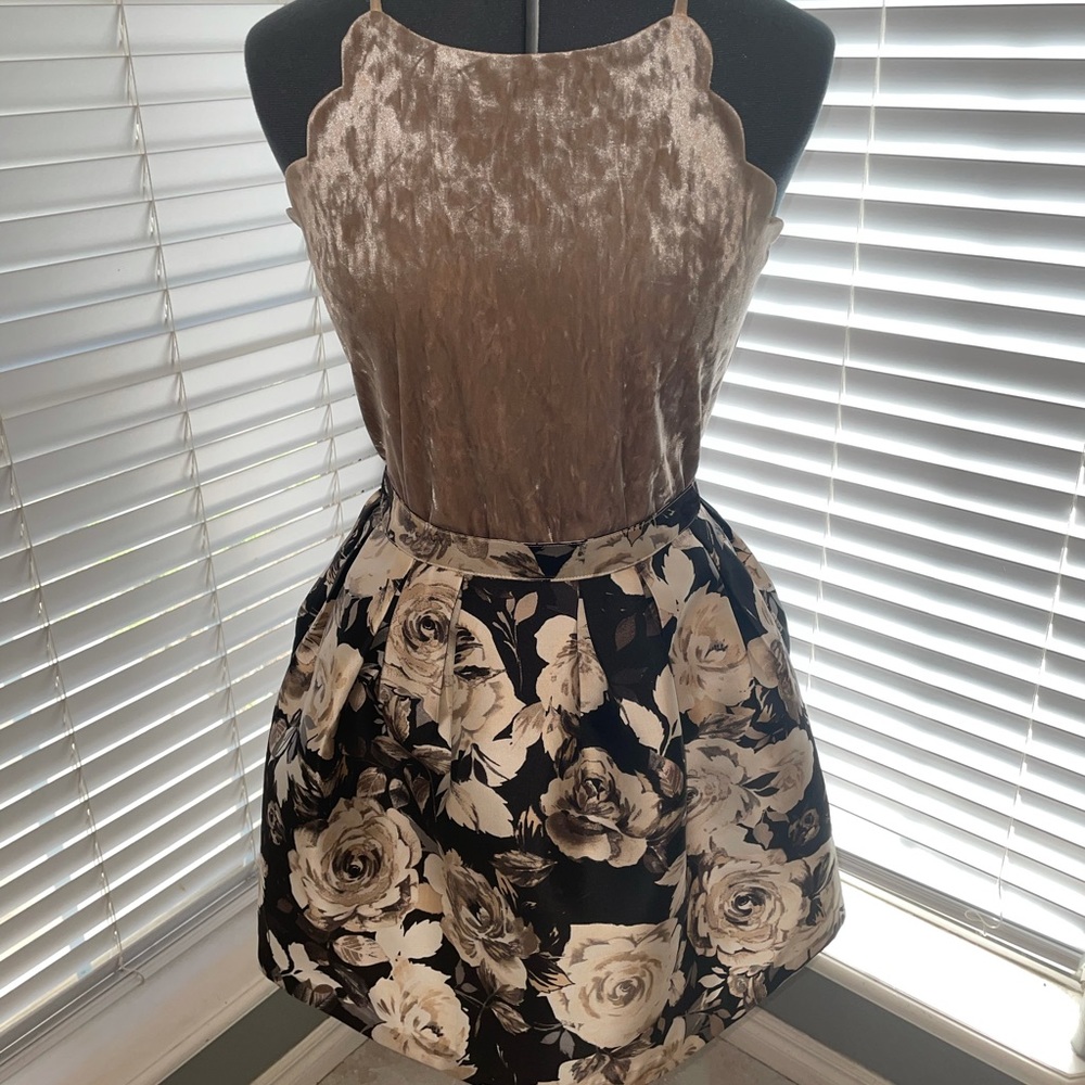 Gold/Cream and Black Two Piece Dress